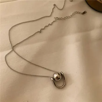 XIYANIKE kórejský Jedinečný Dizajn Geometrické Kolo Perličiek Prívesok Žena Trend Krátky Náhrdelník Svetlo Luxusné Retro Núdzi Šperky