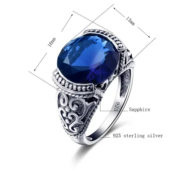 Šperky Victoria Palace Vytvorené Sapphire Stone Zásnubné Prstene Kvetinový Vzor, Vintage Ženy Luxusný Prsteň Reálne 925 Sliver, Šperky