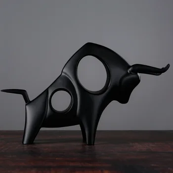 Abstrakt Bull Socha je Dutá Živice Bison Ox Sochy Zvierat, Umenia a Remesiel, Voľne žijúcich živočíchov Ornament Izba Dekor Business Darček Vybavenie