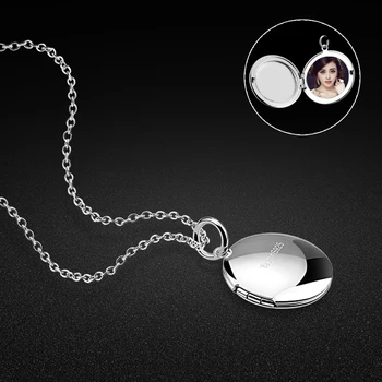 Ženské 925 sterling silver náhrdelník tvorivé kolo box prívesok dizajn môže byť umiestnené fotografie dámy obľúbené šperky doprava Zadarmo