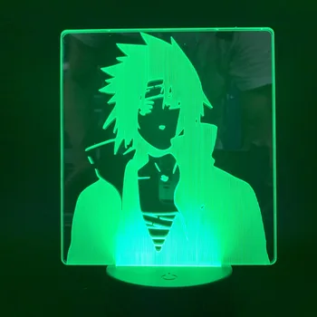 Naruto Uchiha Sasuke 3D Svetlo Visual LED Nočné osvetlenie, Farby, Diaľkové Ovládanie LED Stolná Lampa pre Spálne Deti Dar, MOJA