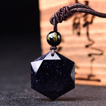 Prírodné Obsidian Šesť-Mang Star Prívesok Šperky Jemné Šperky Bagua plu Kameň crystal pár Náhrdelník