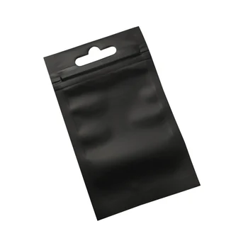 200pcs Matte Black Hliníkovej Fólie Číre Predné Plastové Vrece Matné Priehľadné Zip Lock Taška USB Kábel s potravinami Skladovanie Taška na Zips