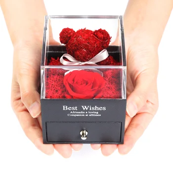 Home Decor Teddy Rose Medveď Šperky Box Pre Ženy, Svadobné Party Valentinku Deň Narodeniny Vianočný Darček Večný Rose Dorpshipping