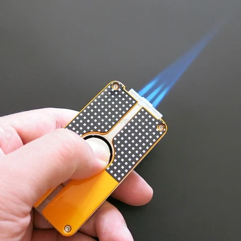 COHIBA Tvorivé Prostredné Tlačidlo Ľahšie 3 Pochodeň Vetru Jet Plameň Cigaretové Zapaľovače S Cigaru Punč