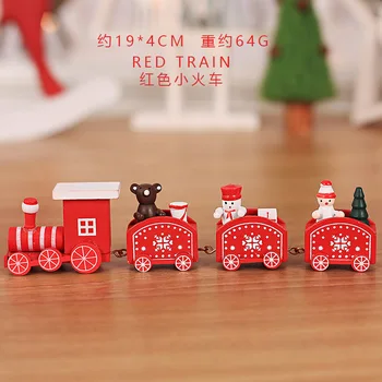 Vianočný Vlak Maľované Drevené Vianočné Dekorácie Pre Domov s Santa Deti Hračky Ornament Navidad 2020 Nový Rok Darček