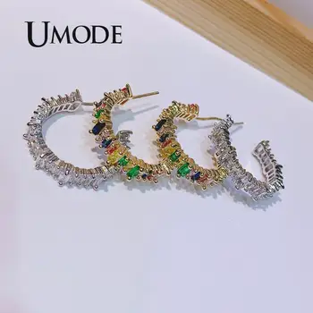 UMODE NOVÝ kórejský Vintage Zlato Obruče Náušnice pre Ženy Vyhlásenie Náušnice Muticolor Ucho Putá Módne Indické Šperky UE0607A