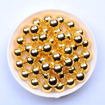 Kovové Zlato Farba Okrúhle Korálky 4 mm 5 mm 6 mm 7 mm 8 mm 10 mm Bez Otvoru Imitácia Reisn Perly DIY Remesiel Šperky, Dekorácie