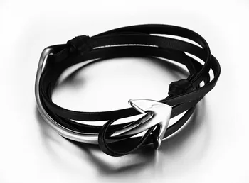 QWC TN99 black rea kožený náramok manbracelet nový príchod módne šperky najobľúbenejšie náramok pre ženy darček k narodeninám
