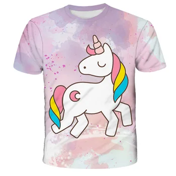 3D Jednorožec T-Shirts detský Letný Komiksu, Anime Pony Dievčatá Oblečenie pre Chlapcov Unisex Krátke Rukávy Tees Detská Móda Posádky Krku Topy