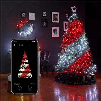 Hot Predaj Smart LED Pásy String Svetlá Aplikáciu Bluetooth Kontrolované Vianočný Stromček Nepremokavé String Vianočné Dekorácie