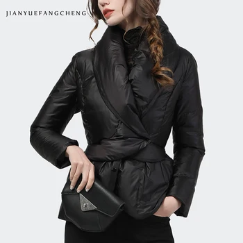 Módny Dizajn Zimné Ženy Bunda Plus Veľkosť Black Slim Teplé Pribrala Krátke Vetrovka Elegantné Street Wear Kačica Dole Kabát 4XL