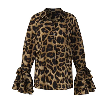Leopard Tlač, Blúzky, Tuniky Vintage Tlačených Topy Príležitostné Voľné Kancelárie Dámy Košele 2021 VONDA Žena Tunika Plus Veľkosť S-5XL Blusas