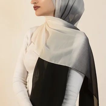 Vysoká Kvalita Šatku Mäkké, Ľahké Priedušná Georgette Šatkou 2 farebný tón Ombre Gradient Šifón Šatky Hijabs hidžáb