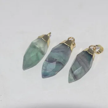 Rainbow Čakra fluorite crystal kameň prívesok pre ženy kúzlo prírodných quartz dlho obrovský zlatenie gem bullet šperky robiť