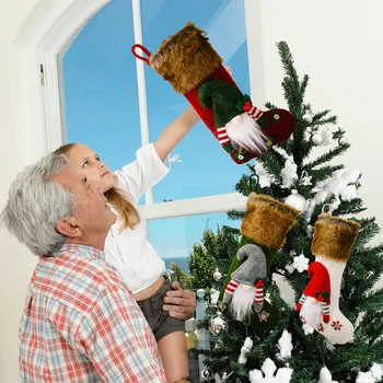 Vianočné ozdoby plyšové stromu visí taška anonymný bábika ponožky darčeková taška prívesok krb Vianočný strom dekorácie navidad