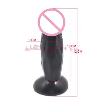 12x3.0CM Realistické Mini Vibrátor Pre Ženy Čierne Silikónové Penis So Silnou Prísavkou Ženská Masturbácia Vaginálny, Análny Sex Hračky
