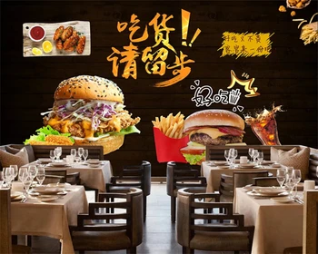 Beibehang Prispôsobené Európskych a Amerických ručne maľované burger reštaurácia papier pozadí steny abstraktných de parede 3d tapety