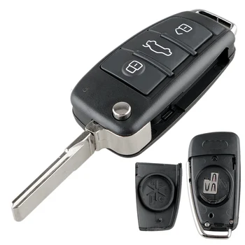 3 Tlačidlá Skladacie Flip Diaľkové Kľúča Vozidla Prípade Shell Fob vhodné na Audi A6