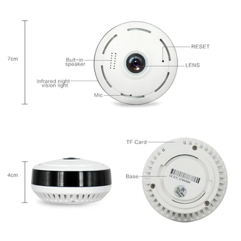 HD 360-Stupňový Panoramatický Široký Uhol MINI Cctv Kamery Inteligentné IPC Bezdrôtový Fisheye IP Kamera P2P 960P HD Home Security Wifi Kamera