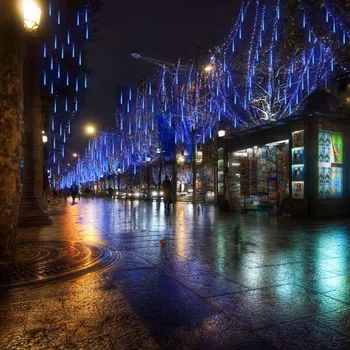 Nepremokavé meteorický dážď Dážď 30 cm /50 cm 8 Trubice LED Reťazec Dážď Svetlá Pre Vonkajšie Dovolenku Vianočné Dekorácie Stromy