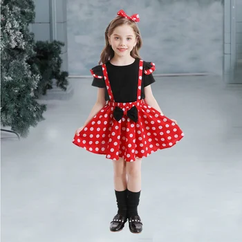 Nový Rok Baby Girls Vianočné Oblečenie Nastaviť Deti Halloween Cosplay Princezná Mini Myš Kostým Detí, Narodeniny, Party Dot Šaty