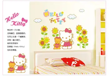 Nový dizajn doprava zadarmo Mačka Kitty bear dievčatá, izba Deti Miestnosti Art Nástenné Samolepky na Stenu Obtlačky ABQ9802