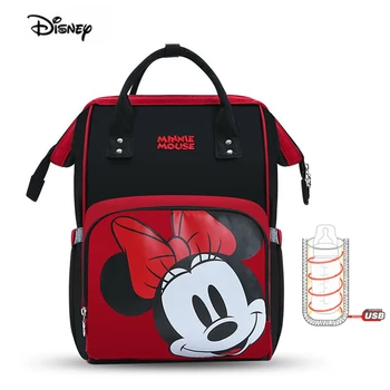 Disney Matka Taška Multifunkčné Nappy USB Ohrievač Izolácie Materskej Taška Veľká Kapacita Plienky Batoh Pre Cestovanie Mickey Minne