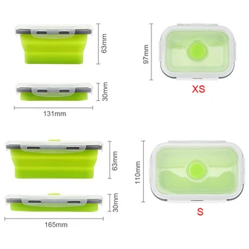 4pcs/set Rozkladacie Prenosné Lunchbox Riadu Silikónové Skladacie Bento Lunch Box Jedlo Jedlo Kontajner Pre Kuchyňa