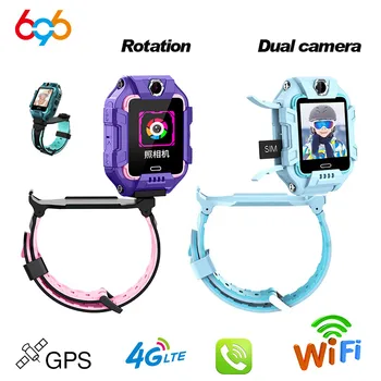 696 4G Smartwatch Telefón Deti Android IP68 Vodotesný GPS, WiFi LBS Polohy SIM Dual Camera 360-stupňové Otáčanie Dieťa Smart hodinky