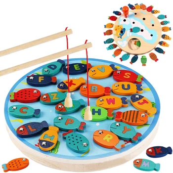 Hot-Magnetické Drevené Rybárske Hry Hračky pre Abecedy Rýb, Lov Počítanie Doskové Hry Hračky pre 2 3 4 ročný Chlapec Dievča Deti Narodenia
