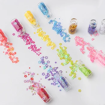48-farebné sklenené fľaše nail art šperky shell flitrami šesťhranné kaviár blistri korálky duté flitrami na nechty, dekorácia nastaviť