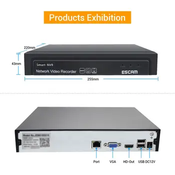 ESCAM Nové Značky K716 16CH 5MP NVR H. 265 ONVIF 4K DVR, NVR videorekordér IP kamerový monitorovací Bezpečnostný KAMEROVÝ Systém Podpory 8TB