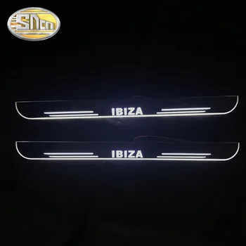 Prispôsobený 4PCS Pohybujúce sa LED Vitajte Šliapacie Auto Šúchať Doska Pedál Prah Dverí, Parapet Cesta Svetla Na SEAT IBIZA 2009 - 2017 2018