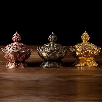1Pcs Svätého Tibetskej Lotus Kadidlo Horák Zliatiny Bronzu Mini Kadidlo Horák Incensory Metal Craft Domova Nové