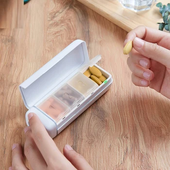 Smart Pripomienka Cestovné Pilulku Prípade 4 Mriežky Medicíny Organizátor Kontajner Tabletky Úložný Box Kontroly WeChat APP