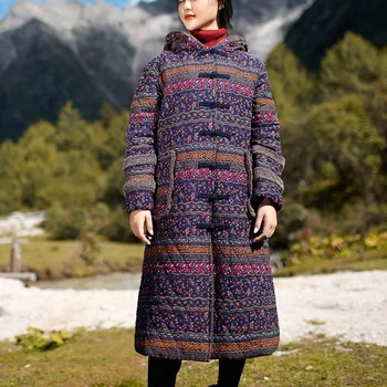 Johnature 2020 Jeseň Zima Nový Bežné Ženy Parkas Coats Vintage Voľné Golier S Kapucňou Plus Bavlna Kvality Teplé Dlhé Kabáty