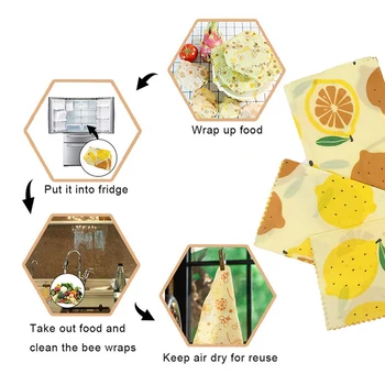 3ks/set Eco Friendly Opakovane včelí vosk Zábal Čerstvé-vedenie včelí vosk Potravín Zábaly Tašky Udržateľného Organickej Bavlny Skladovanie Potravín