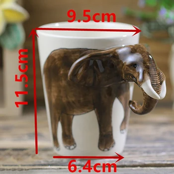 250ml ručne maľované zvierat keramický hrnček cartoon slon káva hrnček jednovrstvové osobné rukoväť darček hrnček