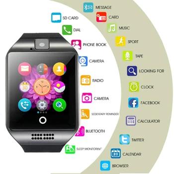 Relojes 2020 Nové Inteligentné Hodinky Q18 Smartbracelet So SIM TF Karty Fotoaparát Podpora Vytáčanie Hovoru Prijatie Hovoru Správy Synchronizovať Smartwatch Muž