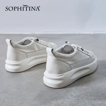 SOPHITINA Biele Topánky Ženy Pohodlné Bežné Tenisky Čipky Zvýšenie Výšky Klasické jednofarebné Ploché Topánky Platformu SO621