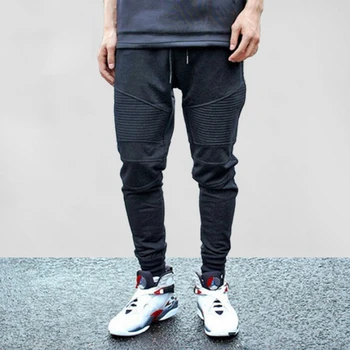 Hip Hop Joggers Sweatpant Skladaný Jednoduché Muži Čierne Nohavice Elastický Pás Nohavíc Muž Bavlna Hárem Nohavice Útulný Bežné Streetwear