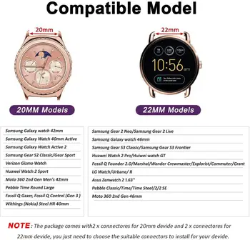 Sledujte Pásmo pre Samsung Galaxy Sledovať 42mm/Garmin Vivoactive 3/Vivoactive 4 4S/Predchodcu 645 18 20 22 MM Silikónové Popruh Watchband