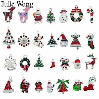 Julie Wang 15pcs Náhodne Poslať Zliatiny Smalt Vianočné Kúzlo Náramok, Náhrdelník Vianočné Dekorácie Nálezy Šperkov, Takže Príslušenstvo