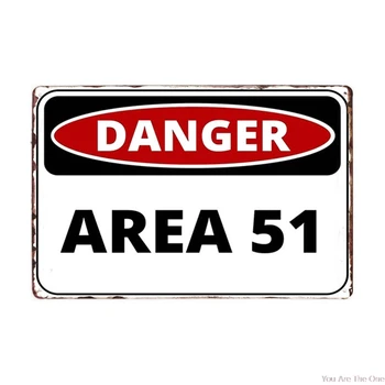 Upozornenie Area 51 Nebezpečenstvo Ošumelé Kovov Cín Prihlásiť Vintage Garáž Doska, Žehlička Maľovanie Na Stenu Dekor Dosky Retro Pub Zábavné Bar Tin Plagát