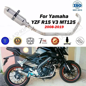Motocykel Celý Výfukový Uniknúť Systém Modifed Uprostred Prepojenie Potrubia Sklzu Na yamaha YZF-R15 R5 MT-15 MT 15 125 V3 R125 2008-2019