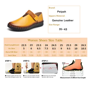PEIPAH Plus Veľkosť 35-43 Ženy Bytov Topánky Originálne Kožené Mokasíny Jar Pevné Pošmyknúť Na Ploché Topánky Žena Bežné Kožené Topánky