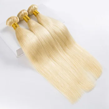 Missanna Veľkoobchod 613 Zväzok Brazílsky ľudské vlasy zväzky Väzbe 9A Panenské Vlasy 8-30 cm Dlhé Rovné Vlasy na Blond Zväzky