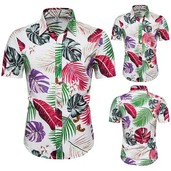 Mens Dovolenku Bežné Havajské Letné Tričko Krátky Rukáv Bavlna Pánske Značky Streetwear Módy Slim Fit Košele, Oblečenie 3XL