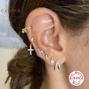 CANNER Jednoduché Geometrické Hviezdy Náušnice Pre Ženy Reálne 925 Sterling Silver Piercing Stud Náušnice Jemné Šperky Pendientes
